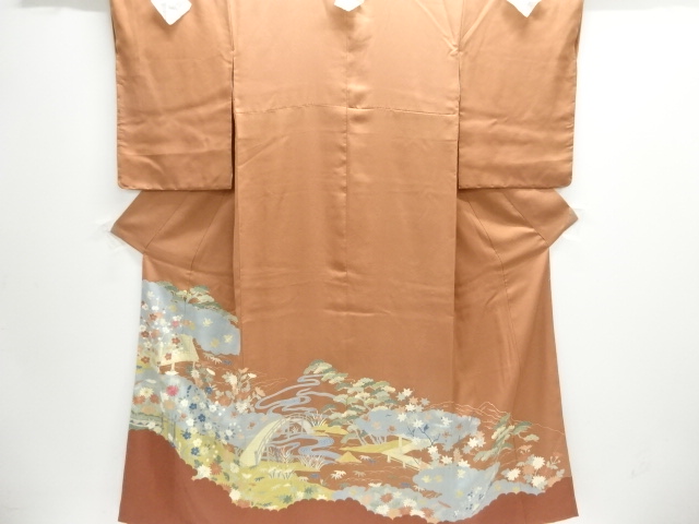 JAPANESE KIMONO / IRO-TOMESODE / EMBROIDERY / FLORAL PLANTS